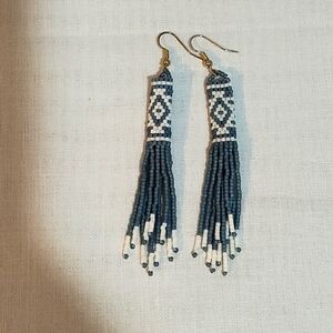 Handmade beaded Native American Navajo tassel earrings